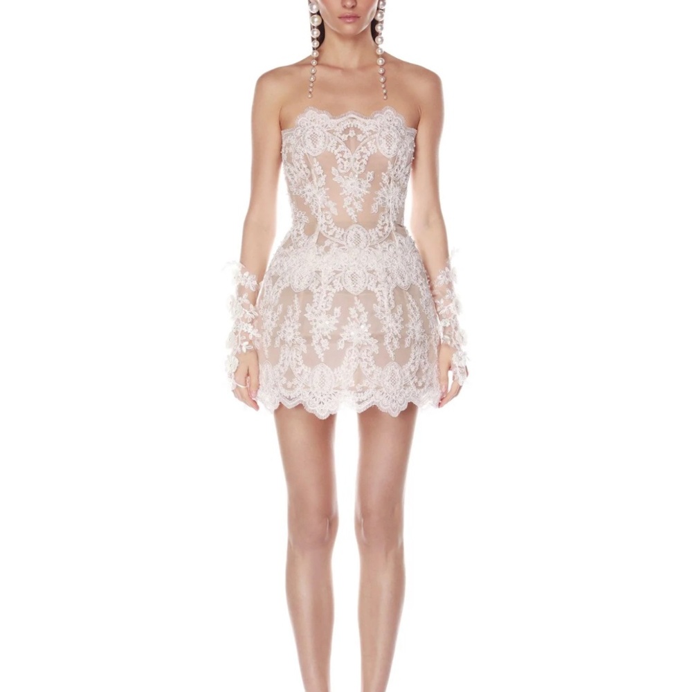 Maraya Blanc Lace Mini Dress